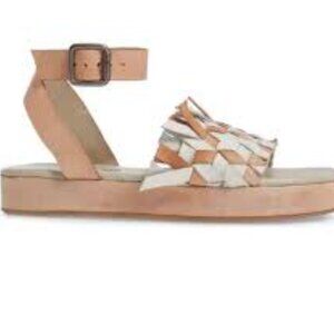 Free People Leather Woven Ankle Strap Platform Sandals Size 38